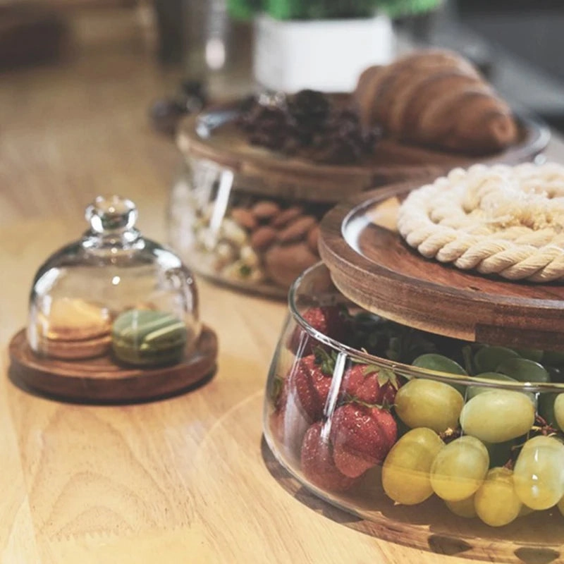 Elegant Glass Storage Container with Natural Acacia Wood Lid